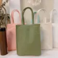 Solid color canvas tote bag casual handbag reusable shopping bag for daily travel and DIY printing. - Army Green