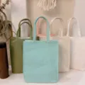 Solid color canvas tote bag casual handbag shopping cloth bag daily reusable grocery eco bag - Light Green