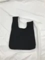 Schwarze Canvas Handgelenktasche Detailansicht, japanischer Knoten Griff Aufbewahrung - Schwarz