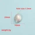 Détail pendentif médaillon ovale en acier inoxydable, poli miroir accessoire photo DIY. - Ovale / Acier