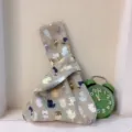 Japanischer Stoff-Knotentaschen-Handgelenkbeutel mit niedlichem Hasen-Druck, Mini-Handtasche - Kaninchen