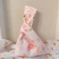 Japanischer Knoten Handtasche rosa Herz Kirsche Druck Stofftasche lässige tragbare kleine Tasche - Rosa Herz