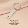 Stainless steel heart cutout keychain, silver blank rectangle metal key ring pendant accessory. - Steel