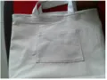 Einfache weisse Segeltuchtasche mit Fronttasche laessige Umhaengetasche Einkaufstasche - Doppelschichtig mit Reißverschluss / Reinweiß