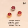 Perla con foro piccolo in acciaio inossidabile pietra natale dicembre accessorio gioielli DIY - Perlina con Foro Colore Acciaio / 1 Rosso Scuro