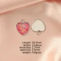 Stainless steel heart bezel pendant charm, pink glitter finish, 16.5x13.8mm, 1pc sku. - Heart Base Tray (Starlight Patch) / 13x14mm / Steel
