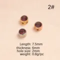 Perlina con foro in acciaio inossidabile pietra natale accessorio gioielli DIY 2#, 7.5x6mm. - Perlina con Foro Colore Acciaio / Viola Scuro