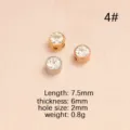 Perla charm DIY in acciaio inossidabile con cristallo, 7.5x6mm foro 2mm per bigiotteria - Perlina con Foro Colore Acciaio / 4 Bianco
