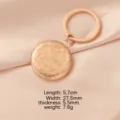 Rose gold stainless steel floral locket keychain DIY photo frame pendant jewelry accessory - Round Patterned Locket / Rose Gold