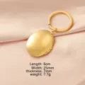 Gold Stainless Steel Oval Locket Keychain DIY Openable Photo Frame Pendant Gift - Oval Locket / Gold