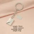 Porte-clés enveloppe en acier inoxydable pendentif étiquette DIY accessoire 75mm - Porte-clés couleur acier