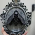 Gotische Doodskop Mot Hars Hangende Ornament Vintage Wanddecoratie Halloween Feest - Magische motspiegel / Geel