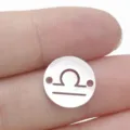 Edelstahl Waage Sternzeichen Anhänger doppeltes Loch runde Scheibe DIY Schmuck Zubehörteil. - Silber - Waage
