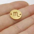 Goldener Edelstahl Skorpion Sternzeichen Anhänger doppel Loch rund Schmuck DIY Teil - Gold - Skorpion