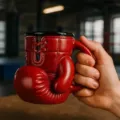 Primer plano de una taza de café creativa con forma de guante de boxeo rojo, regalo. - 9*9.5*12cm / Tazas de boxeador - Rojo