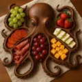 Wooden octopus charcuterie platter fruit tray creative snack serving board decor. - Octopus Fruit Platter B