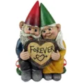 Cute resin garden gnome couple statue with love heart sign, perfect outdoor yard lawn ornament decor. - Gnome Couple with Heart