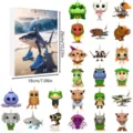 Christmas Advent Calendar 24 Days Countdown Blind Box with Acrylic Cartoon Ornaments 18x26cm - Classic of Mountains and Seas Blind Box - Style E