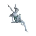 Resin fairy garden statue with butterfly wings, sitting sculpture for outdoor patio decor. - 22cm / White