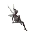 Bronze Resin Fairy Figurine with Silver Wings Decorative Garden Statue for Home Decor - 22cm / Brown