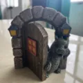 Χαριτωμένο 3D άγαλμα δράκου ρητίνης με πόρτα, δημιουργικό στολίδι γραφείου για διακόσμηση. - Δράκος Πόρτας
