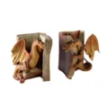 Dragon Bookends, Resin Mythical Beast Bookshelf Decor, Fantasy Book Holder Pair. - Book Dragon Pair