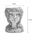 Resin goddess head flower pot with floral crown, white succulent planter for home decor. - S / White