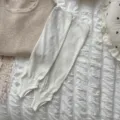 Women white stirrup leg warmers solid knit long stackable socks cozy cute aesthetic hosiery - One Size / White