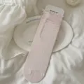 Femmes douces chaussettes en dentelle nœud maille respirante été rose chaussettes - Taille unique / Rose Clair