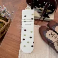 Calzini a metà tubo a pois retrò giapponesi marrone verde colorblock cotone carino - Taglia unica / Pois