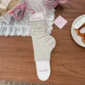 Korean style summer thin dotted stirrup socks cute ballet core leg warmers for women - One Size / Light Gray (1 Pair)