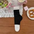 Black polka dot stirrup leg warmers sweet cute fashion socks for women daily cozy wear. - One Size / Black