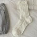 Chaussettes mi-hautes blanches douces style japonais cœur creux, jolies chaussettes élégantes. - Taille unique / Blanc Lait