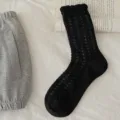 Femme élégante chaussettes mi-hautes noires style ballet cœur ajouré printemps été chic - Taille unique / Noir