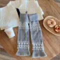 Retro Fair Isle Strick Beinwärmer für Damen, gemütliche lange dicke warme Stulpen. - Einheitsgröße / Phönix Samt Stil / 1 Paar / Hellgrau