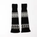 Schwarz-weiße Fair Isle Strick Stulpen, Retro Winter lange Oversize Socken Variante. - Einheitsgröße / Acryl Stil / 1 Paar / Schwarz