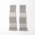 Graue Strick Beinlinge Winter Warme Stiefelmanschetten Vintage Norwegermuster Socken - Einheitsgröße / Acryl Stil / 1 Paar / Hellgrau