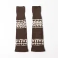 Braune Fair Isle Strick Stulpen Vintage Winter Koreanischer Stil Lange Socken Warm - Einheitsgröße / Acryl Stil / 1 Paar / Dunkelbraun