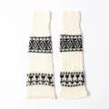 Retro Fair Isle Strick Beinwärmer für Damen, elegante schwarz-weiße, warme lange Sockenbezüge. - Einheitsgröße / Acryl Stil / 1 Paar / Gebrochenes Weiß