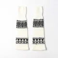 Retro Fair Isle Damen Strick Stulpen, Winter warme Beinstulpen, Schwarz und Weiß! - Einheitsgröße / Acryl Stil / 1 Paar / Creme