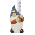 Detailed view of the cute gnome garden rain gauge with cute bird and clear scale tube. - Test Tube Gnome