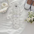 Süße weiße Blumensocken mit Rüschen, japanische dünne Damen Socken Variante sehr elegant. - Einheitsgröße / Weiß