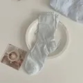 Damen hellblaue Rüschen Socken süßer koreanischer Stil Netz hohle atmungsaktive modische Strümpfe - Einheitsgröße / Milchiges Blau