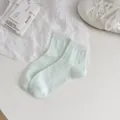 Women light green short socks with lace trim, sweet style breathable casual ankle socks. - One Size / Crystal Silk Trim