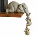 Resin elephant figurine shelf sitter, cute mother and baby hanging sculpture for home decor. - Elephant Set / Bubble Bag Packaging
