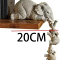 Resin elephant statue figurine, cute hanging baby elephants design for home decor and desktop. - Large Elephant Set / 20cm