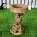 Détail de mangeoire à oiseaux en résine, ornement de jardin raton laveur pour décor extérieur. - Mangeoire pour oiseaux petit ours brun