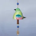 Campana de viento de pájaro de resina colgante para decoración de jardín patio hogar - Pájaro Verde