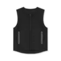 Men's black quilted padded vest detail, winter warm sleeveless jacket with zipper pockets. - S / Black