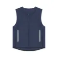 Detailed view of men's winter warm padded vest in solid navy blue with secure zip pockets. - S / Navy Blue